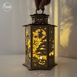 halloween-lantern-laser-cut-files-lasercutano-2.jpg Halloween Lantern SVG | Haunted House Witch Candle Holder | Laser Cut Tea Light Box