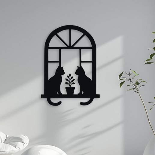 mockup_05.jpg Decoração de parede Gatos no parapeito da janela