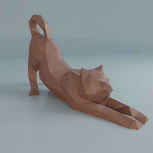 Stretching cat low poly 3D model