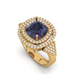 1.jpg 3D file Cushion Diamond Ring R 193・3D print design to download