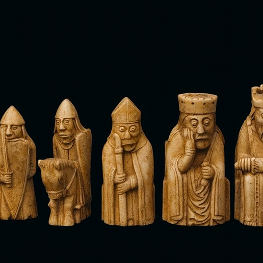 Complete Isle of Lewis chess set. 3D printing STL file