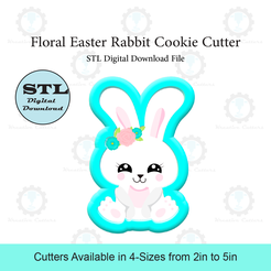 Etsy-Listing-Template-STL.png Floral Easter Rabbit Cookie Cutter | STL File