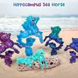 hippocampus.jpg Hippocampus Sea Horse, Articulating Print-In-Place Mythical Creature, Cinderwing3D