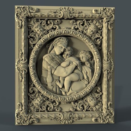 Rafael madonna cnc art frame router - 3D model önizlemesi