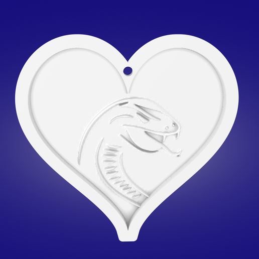 Key pendant, heart, snake 3D model