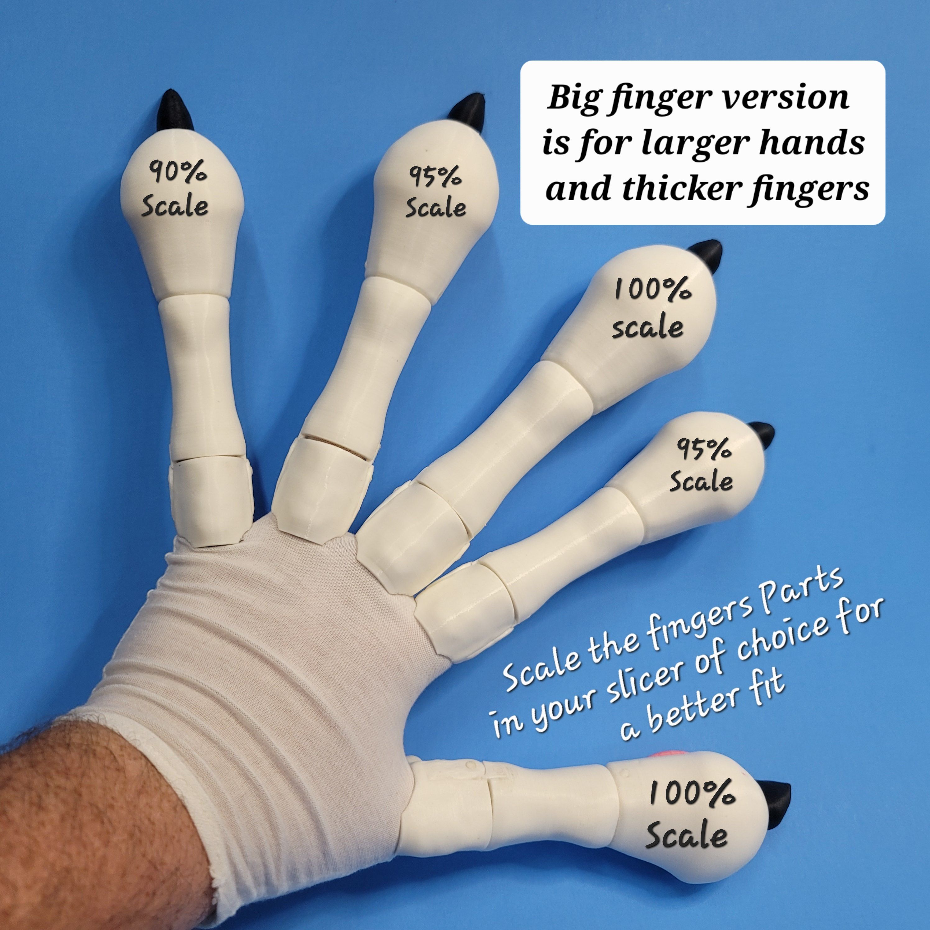 Big finger version is for larger hands and thicker fingers Fichier STL Pattes de Cosplay・Plan pour imprimante 3D à télécharger, LittleTup