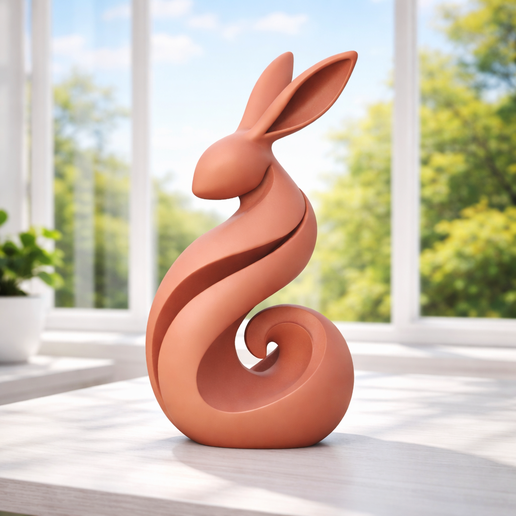 Easter Bunny Decor | Modern Minimal Rabbit Sculpture | Abstract Spring Home Accent
