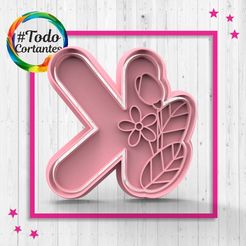 4406-K-con-flores.59.jpg STL file Cutter letter K with flowers・3D printing template to download