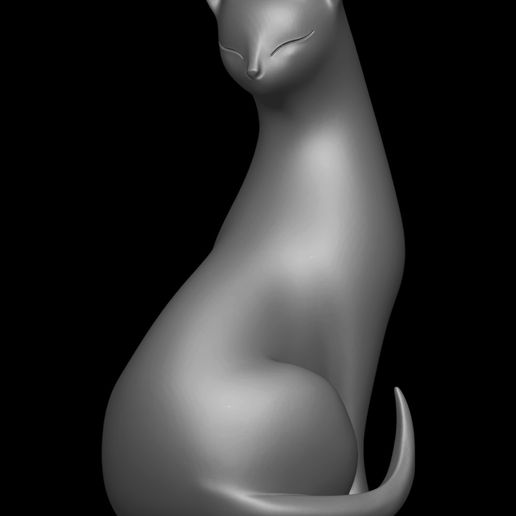 Minimalist Cat Sculpture STL Elegant Cat Statue 3D Print Home Decor