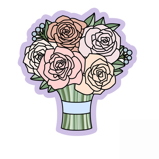 Rose Bouquet Cookie Cutter STL – Floral Wedding Bouquet 3D Print File – 2 Inch