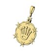 Rolex-crown-Halo-Barb-wire-round-pendant-05.jpg Couronne de montre pendentif rond avec bague Modèle d'impression 3D