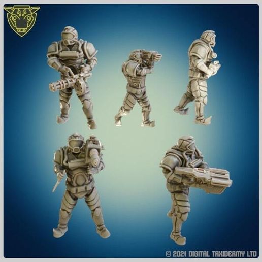 Listing Title Ideas  Sci-Fi Heavy Shock Infantry STL - Cybernetic Soldier Squad Miniatures  BFG Strike Division Miniatures