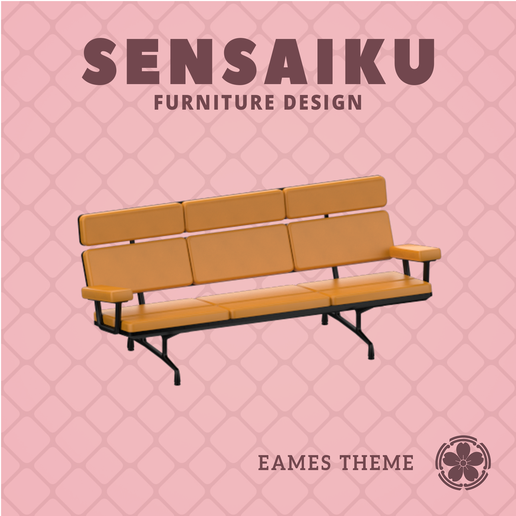 Miniature Replica 1:12 19. Eames Sofa for Miniature Dollhouse - Vitra - 3D Print Instant Download - Miniature Furniture Designer Series