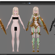 2c.png Golden Knight Girl - Realistic Female Character - Blender Eevee