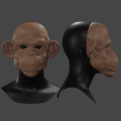 2.png OBJ file Chimp Collectible Mask・3D printable design to download