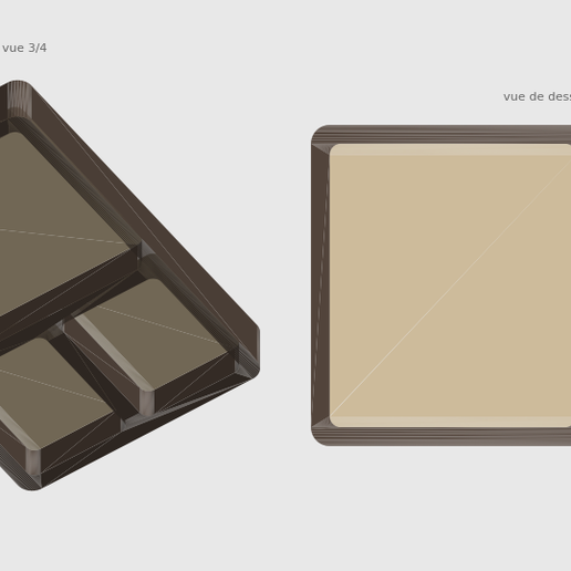 Entryway catchall tray 126 mm - 3 open compartments, one solid piece