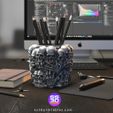 ss3dprintables-skull-pen-holder-stl-obj.jpg Portabolígrafos Skull