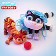 Dan-Sopala-Flexi-Factory-Kitten_01.jpg Fichier STL Kitten Flexi Print-in-Place mignon・Objet imprimable en 3D à télécharger