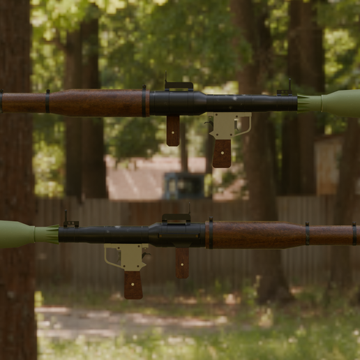 🚀 RPG-7 Low-poly rocket launcher game ready asset・ STL File for