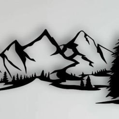 trees.jpg Fichier STL art mural de la montagne・Plan à imprimer en 3D à télécharger