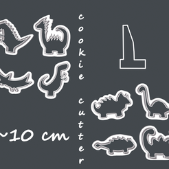 1.png Archivo 3D CORTAPASTAS DINOSAURIOS・Diseño imprimible en 3D para descargar