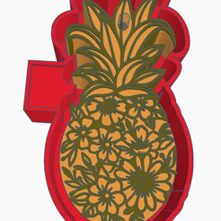 Pineapple-mold.png STL file Pineapple with Flowers Air Freshener Mold・3D printing design to download