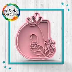 4399-D-con-flores.50.jpg STL file Cutter letter D with flowers・3D printer design to download
