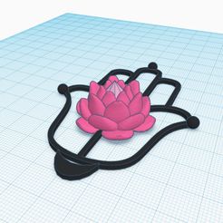 Hamsa-hand-lotus-flower-1.jpg Archivo STL Mano Hamsa, la Mano de Dios, Mano de Fátima, flor de loto - llavero, decoración de pared para el hogar・Diseño de impresión en 3D para descargar