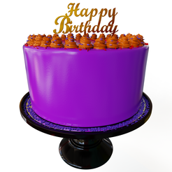 hbdtext.1439.png STL file HAPPY BIRTHDAY TEXT CAKE TOPPER・3D printer design to download