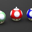 Mushroom keychain.JPG STL file Mushroom 1up Keychain・Model to download and 3D print