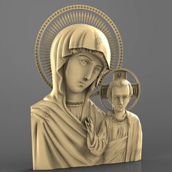 Kazanskaya.jpg Religious icon mary and jesus cnc art 3D model