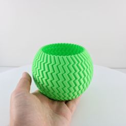 Sphere-planter-zigzag-by-Slimprint-1.jpg STL file Sphere Planter ZigZag, Vase Mode, Slimprint・3D print object to download