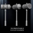 FANTASY_HAMMER_CULTS3D-JPG04.jpg 3D PRINTABLE FANTASY HAMMER WEAPON ACCESORY