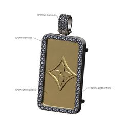 18*1.5mm diamonds 52*2mm diamonds Iced prong gold bar frame 40*21*2.25mm gold bar Fichier STL Pendentif en forme d'étoile à fleur LV avec cadre en diamant et anneau Modèle d'impression 3D・Modèle pour imprimante 3D à télécharger