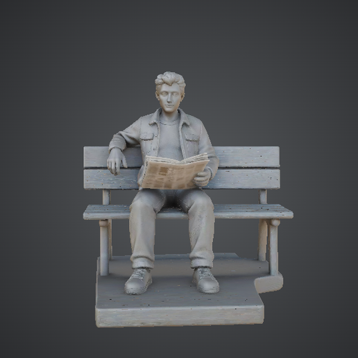 Man Sitting on Park Bench – Casual Newspaper Reader