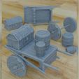 Wooden-Cart1.jpg Archivo STL 21 ARTÍCULOS DE MADERA CARRO ACCESORIOS PARA EL MEDIO AMBIENTE DIORAMA DE MESA 1/35 1/24・Modelo de impresora 3D para descargar