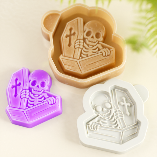 Halloween Coffin Skeleton Freshie STL Mold Housing