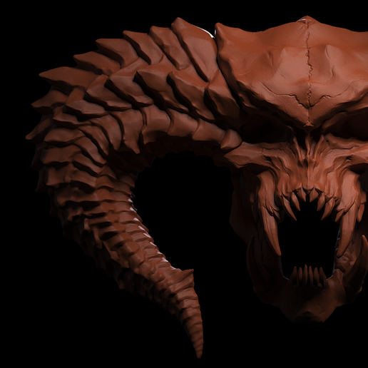 Ancient Balrog Skull Relic | High Poly Sculpture