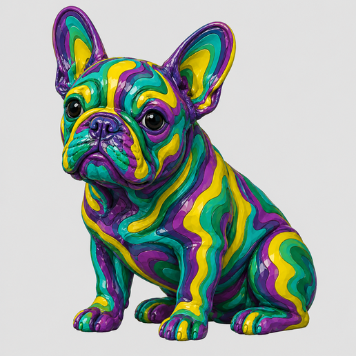 🐾 Psychedelic Frenchie Bulldog – Multi-Color Layer Art Sculpture・ 3MF ...