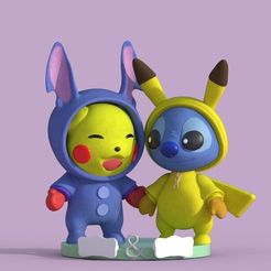 stitcj-pikachu.jpg 3D file Stitch and Pikachu・3D printer model to download