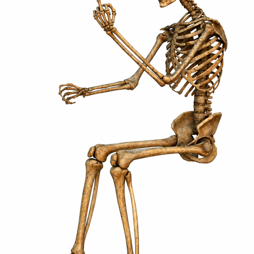 SKELETON SITTING GIVING THE FINGER HOLDING A BOTTLE