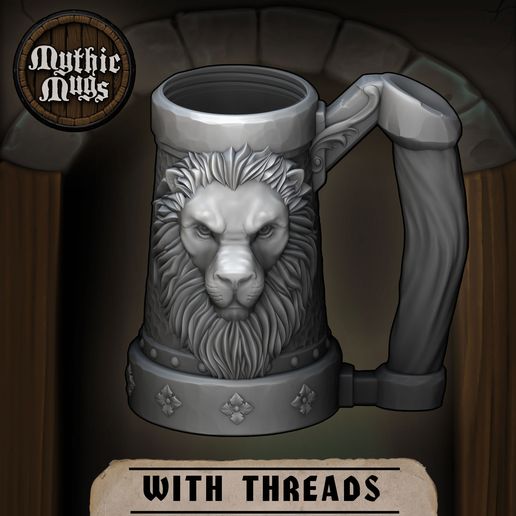 02.jpg Free STL file Mythic Mugs - Lion's Brew - Can Holder / Storage Container・3D printer model to download, ArsMoriendi3D