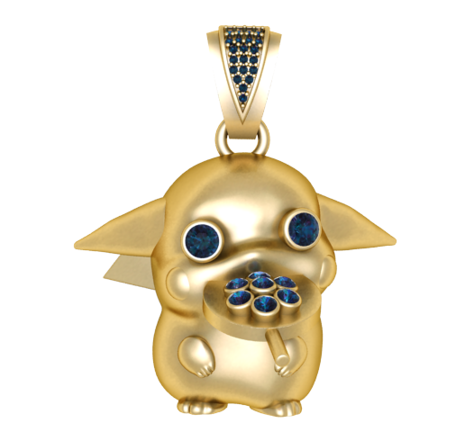 Jeweled Anime Creature Pendant – 3D Printable Pop-Culture Jewelry CAD Model
