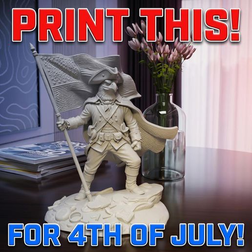 Patriotic Eagle Soldier STL | American Flag Eagle Statue | Military Eagle 3D Print Model | Printable Freedom Figurine | Scalable STL