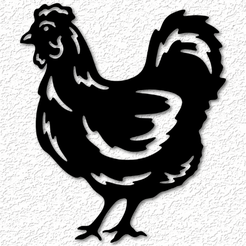 project_20230531_1239428-01.png STL file chicken wall art hen wall decor 2d art animal・Model to download and 3D print