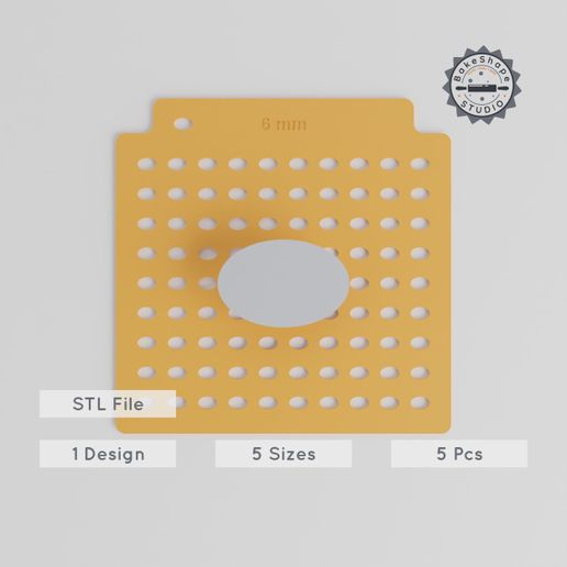 product_110-01_main.jpg Elipse Sprinkle Stencil, Oval Shape, 5 Sprinkle Sizes, Use with Glitter & Cocoa