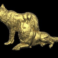 untitled.15.jpg Fichier STL Loups bas relief・Design pour imprimante 3D à télécharger
