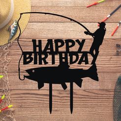 fishing-birthday.jpg Happy Birthday Fishing Cake Topper