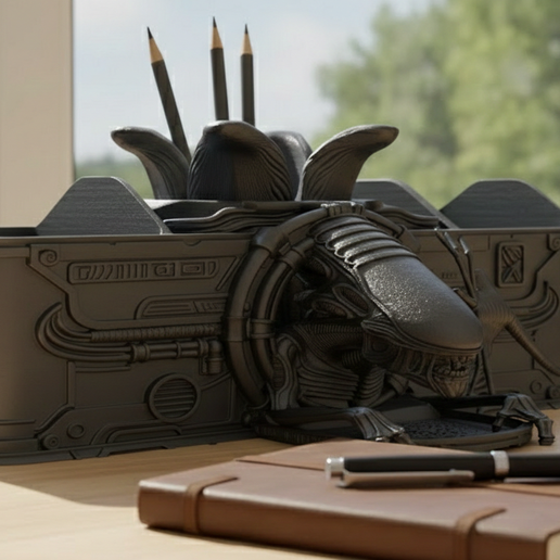👽 Alien Collector's Desk: Desktop Organizer・ STL File for 3D printing・Cults