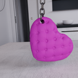 Tufted-Heart-Keychain2.png Porte-clés coeur touffu - breloque décorative imprimable en 3D (modèle réduit)